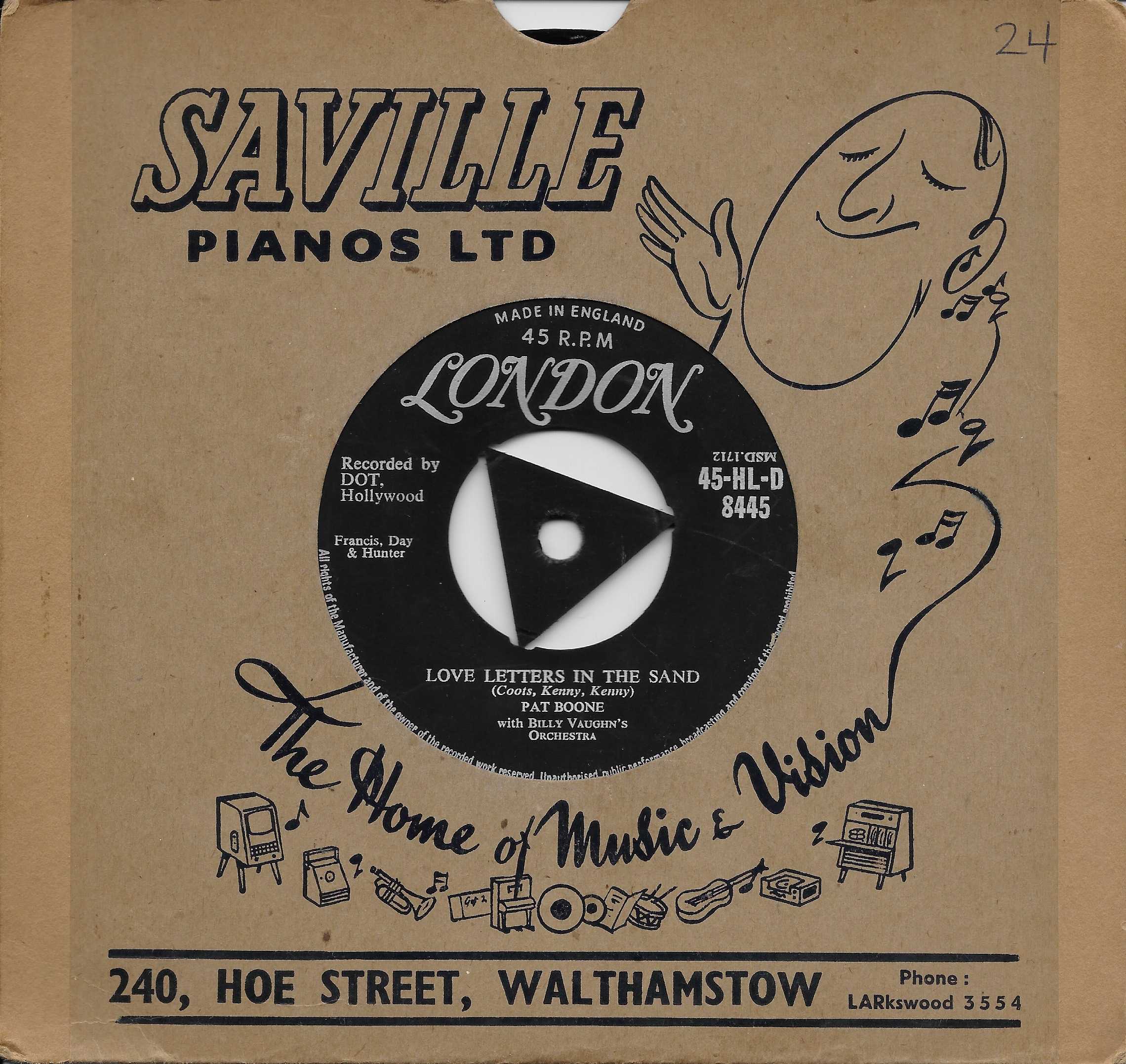 Picture of 45-HL-D 8445 Bernadine by artist J. Mercer / Coots / Kenny / Kenny / Pat Boone with Billy Vaughn's orchestra from ITV, Channel 4 and Channel 5 library